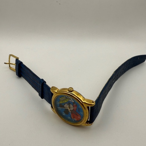 Disney Lorus Mickey Mouse Yellow Hat Watch Rare (New Battery) Blue Band Gold Bez - Picture 10 of 10